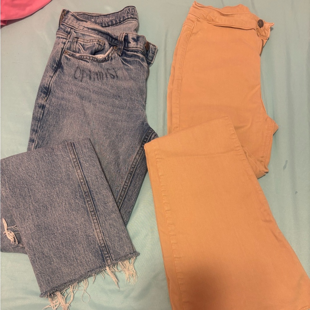 Women's medium washed Blue and Khaki Jeans
